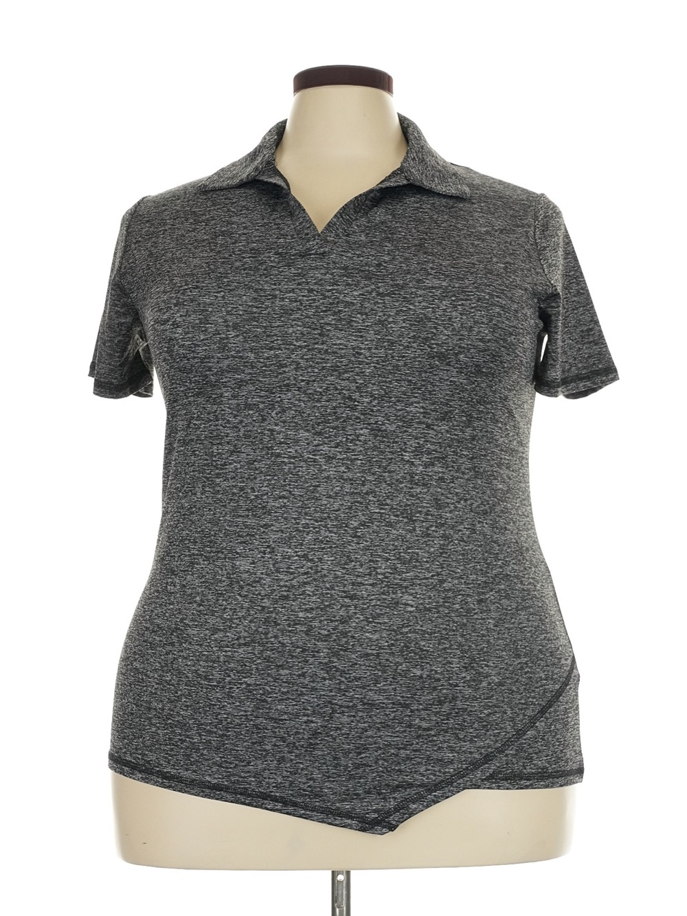 Size XXL Women's Grey Heather Short Sleeve Polo Top